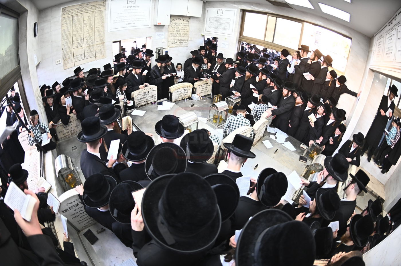 האדמו"ר מסערט ויז'ניץ בתפילה באוהל בית ויז'ניץ בבני ברק