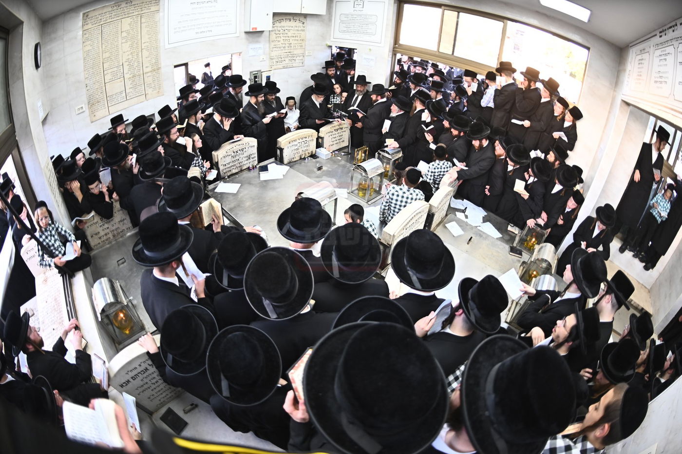 האדמו"ר מסערט ויז'ניץ בתפילה באוהל בית ויז'ניץ בבני ברק