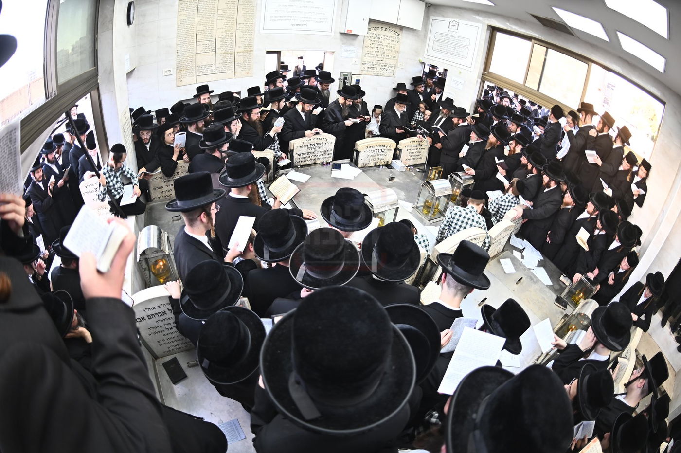 האדמו"ר מסערט ויז'ניץ בתפילה באוהל בית ויז'ניץ בבני ברק