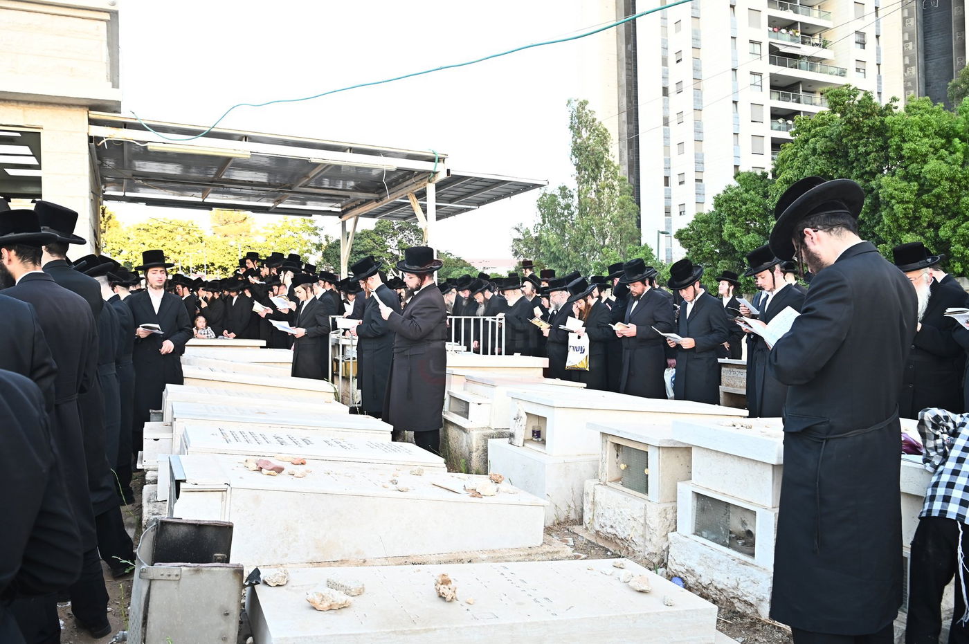 האדמו"ר מסערט ויז'ניץ בתפילה באוהל בית ויז'ניץ בבני ברק