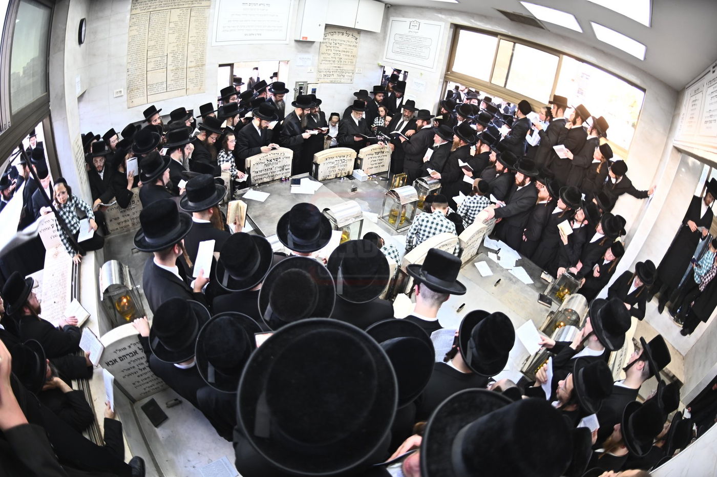 האדמו"ר מסערט ויז'ניץ בתפילה באוהל בית ויז'ניץ בבני ברק