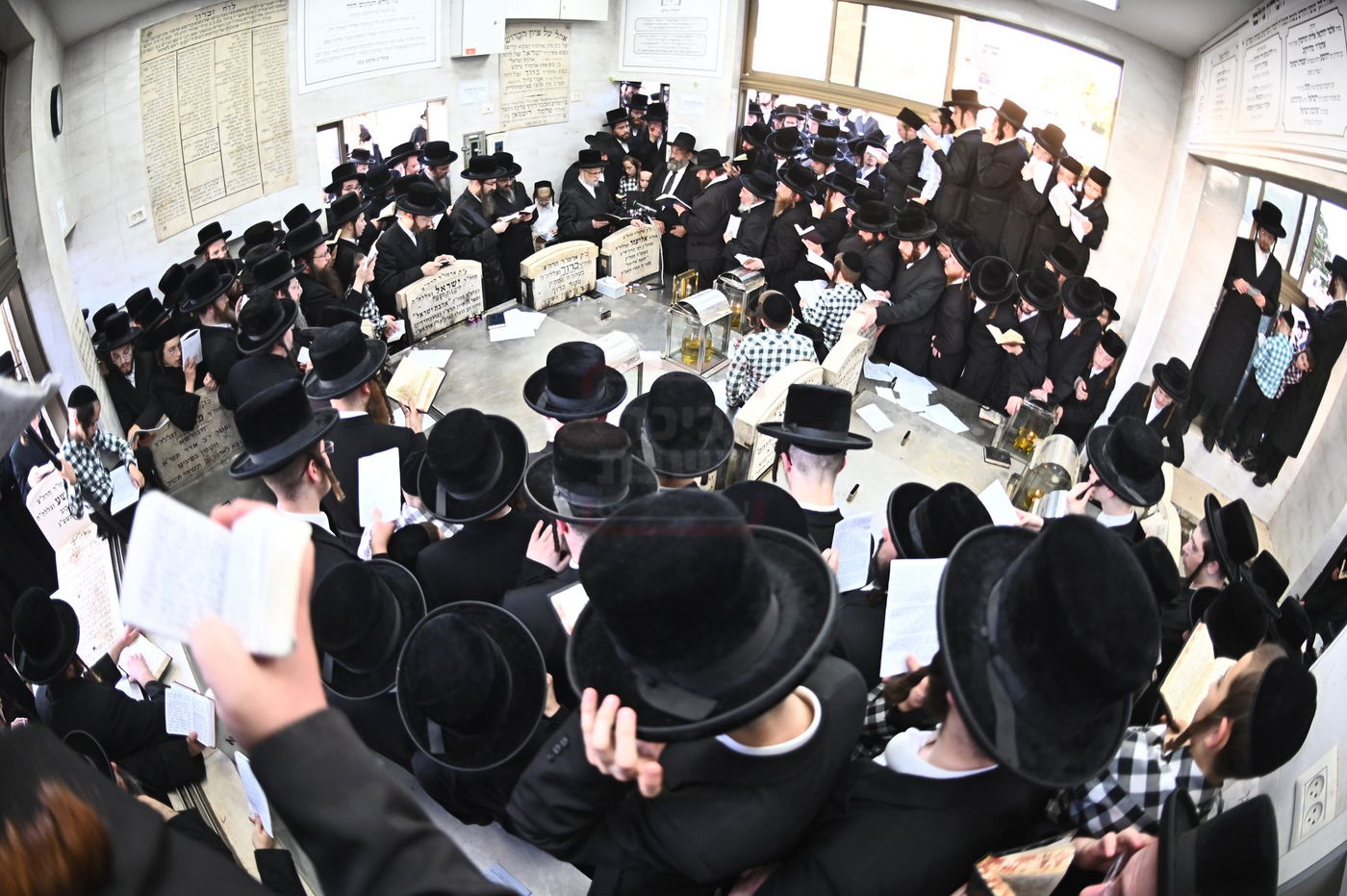 האדמו"ר מסערט ויז'ניץ בתפילה באוהל בית ויז'ניץ בבני ברק