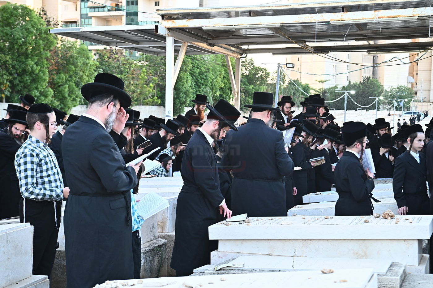 האדמו"ר מסערט ויז'ניץ בתפילה באוהל בית ויז'ניץ בבני ברק