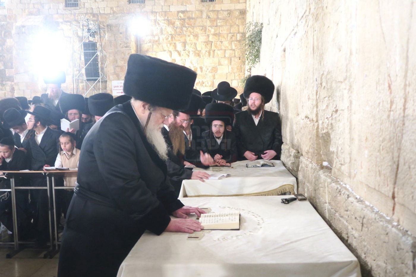 האדמו"ר ממודז'יץ בתפילה ע"י ה'כותל המערבי'