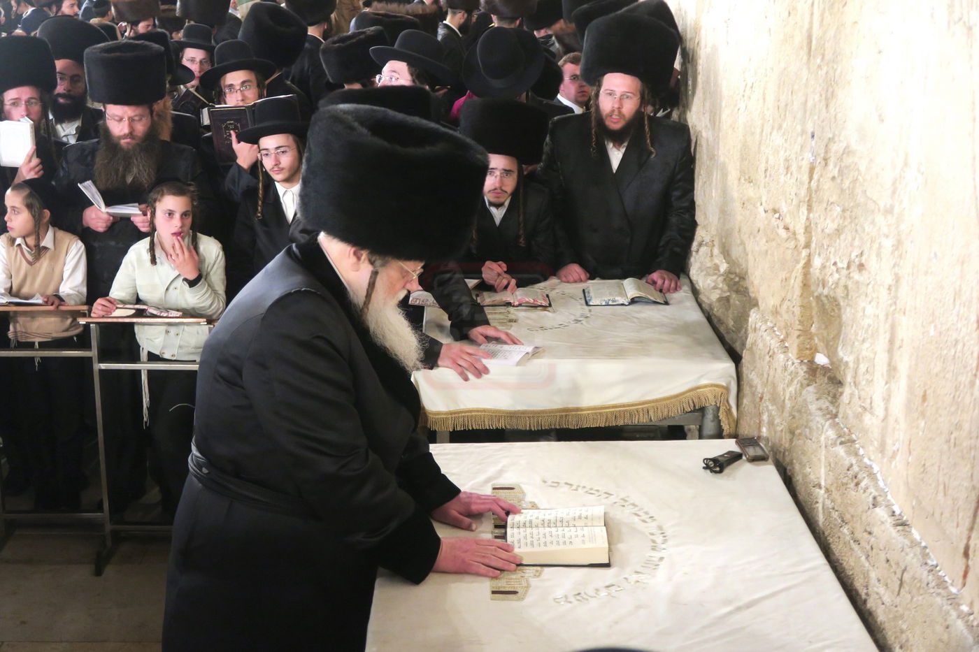 האדמו"ר ממודז'יץ בתפילה ע"י ה'כותל המערבי'