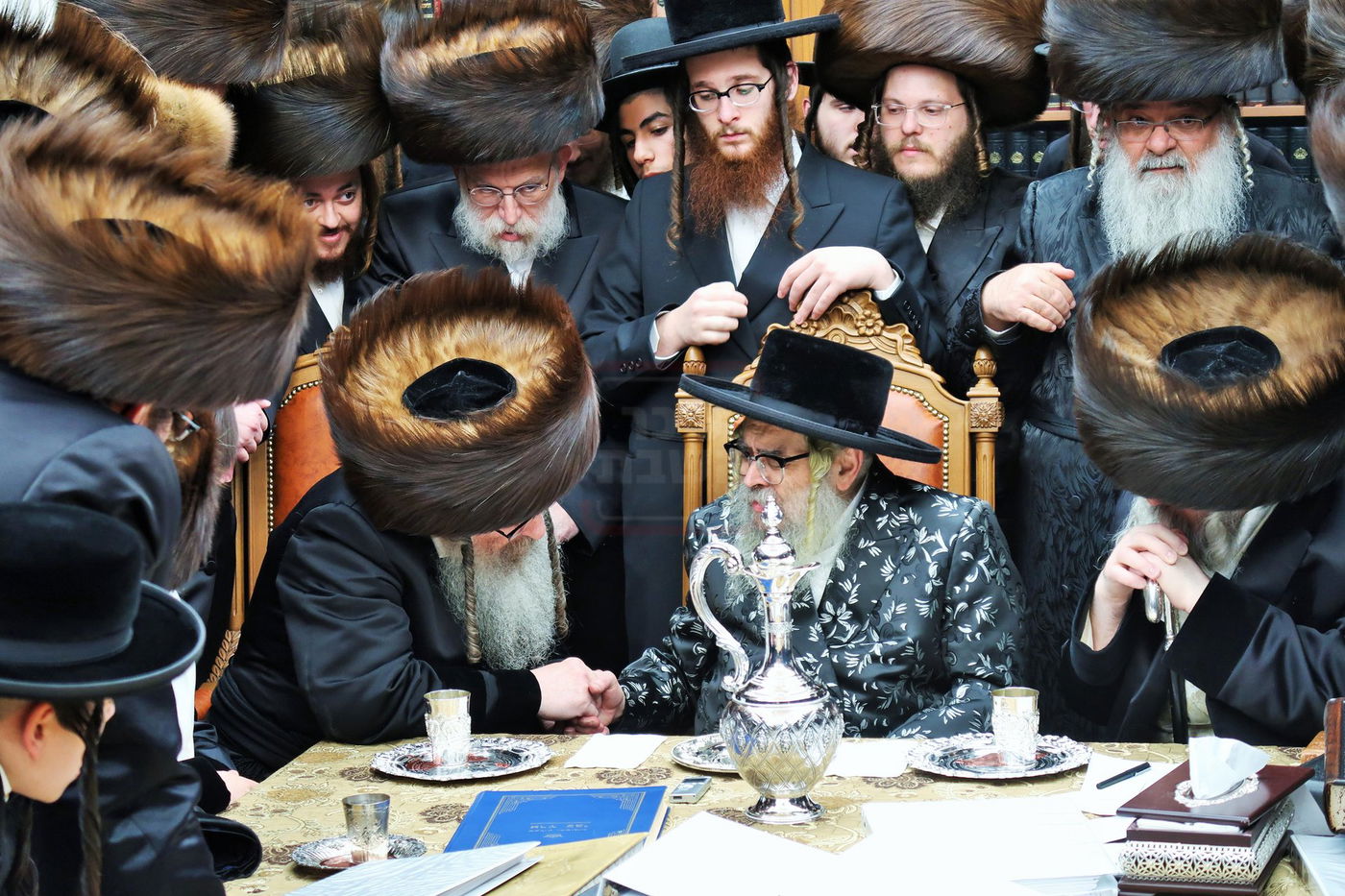 האדמו"רים מספינקא וראחוב בביקור אצל האדמו"ר מסאטמר