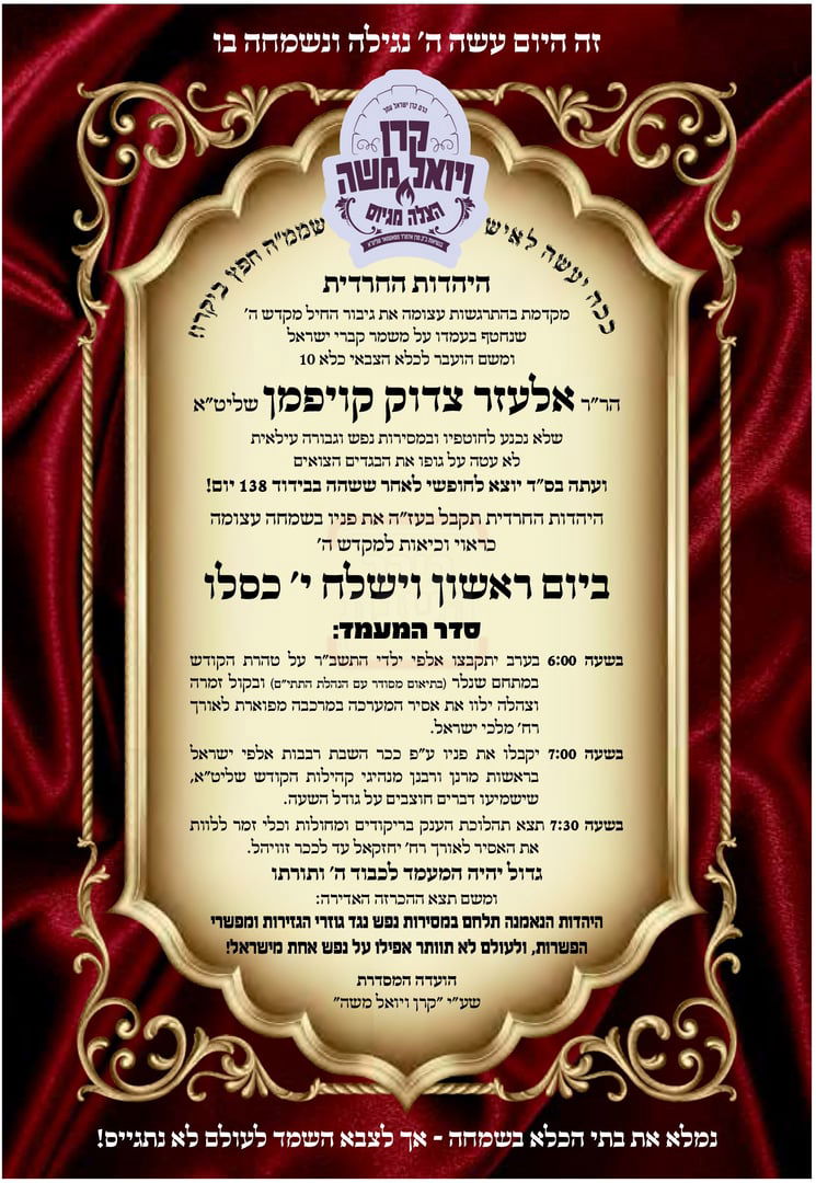 138 ימים בבידוד: האברך ששמע שופר בכלא משתחרר, כך נערכים בירושלים לקבלו