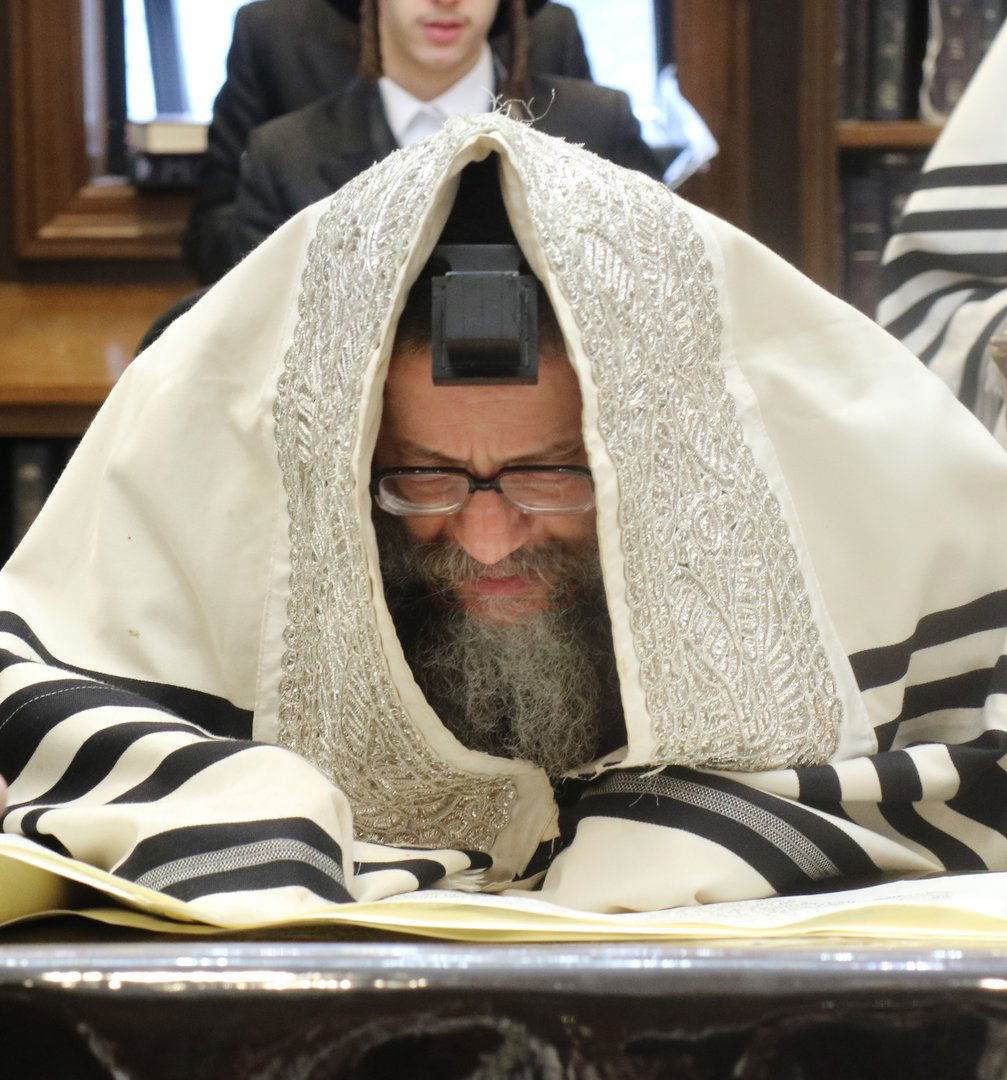 האדמו"ר מסקולען לייקווד בקריאת המגילה