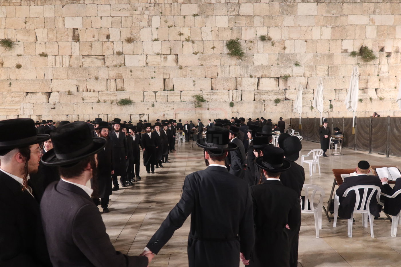 האדמו"ר מזוועהיל בכותל המערבי ערב חג השבועות